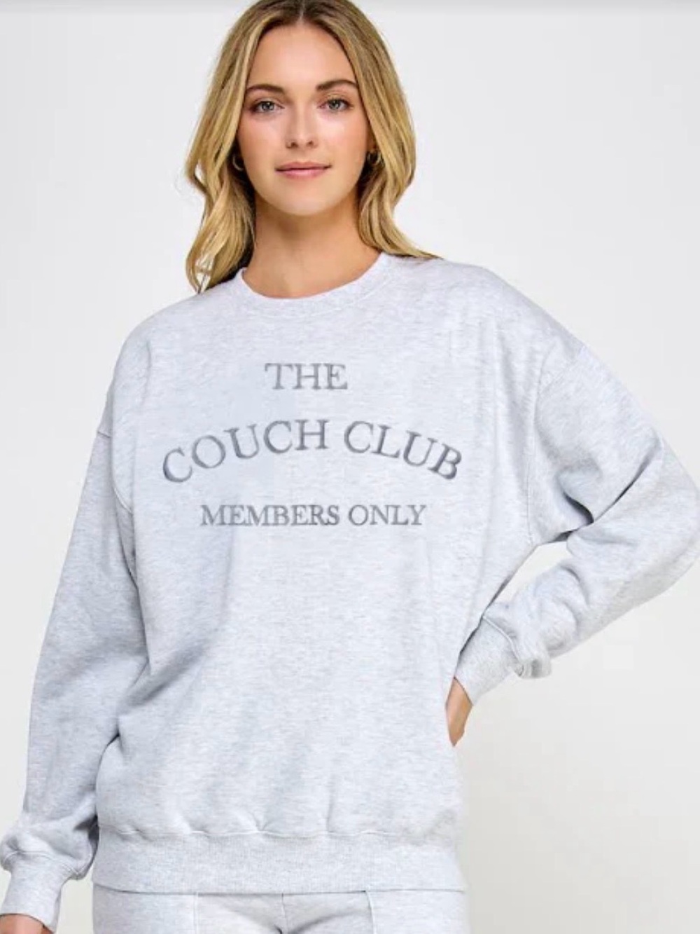 The Couch Club 'Members Only' Embroidered Sweatshirt - Light Heather Gray